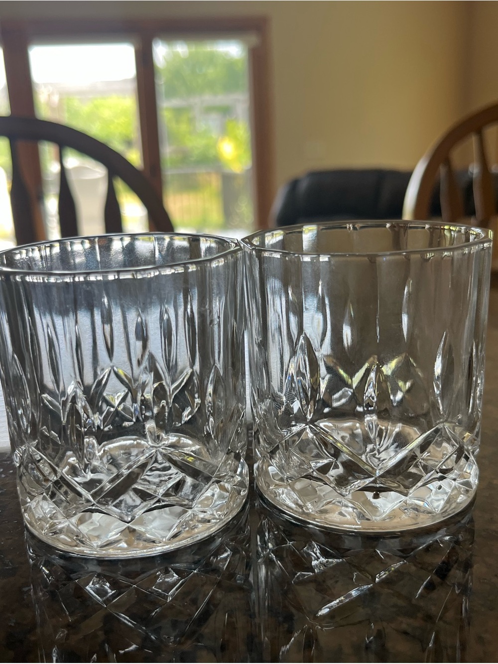 Classic Faceted Double Old Fashioned Glasses - Clear (Set of 2)